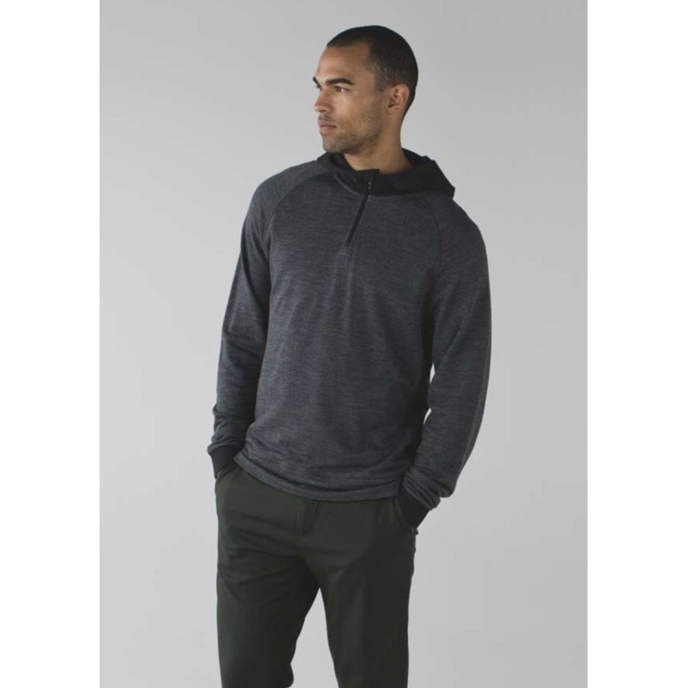 Lululemon Arrival Pullover 1/4 Zip Hoodie Merino Wool Gray Side Zip Size XL